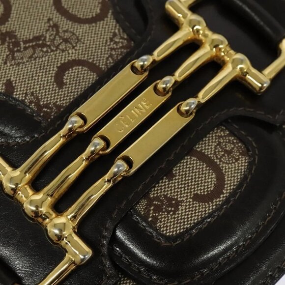 CELINE C Sulky Shoulder Bag Canvas Brown Gold Auth - Picture 11 of 16